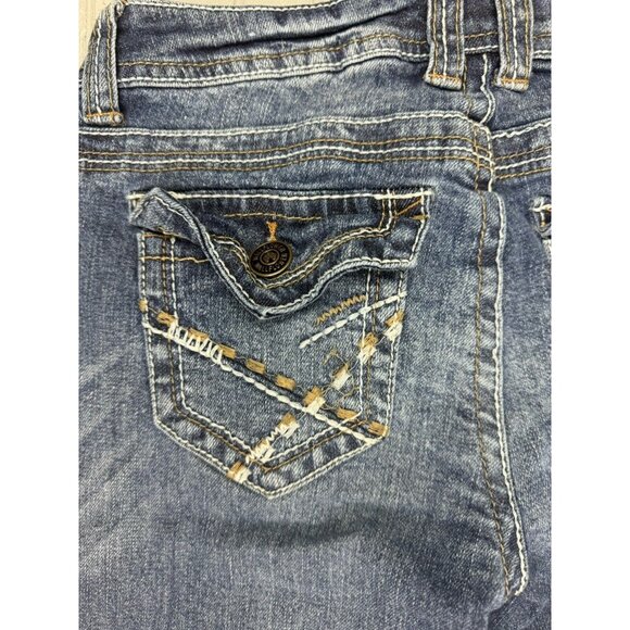 Wallflower Size 5 Womens Jeans Low Rise Distress Boot Cut Stretch Med Wa… - Picture 5 of 6
